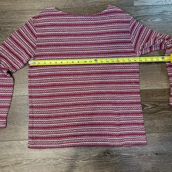 J. Jill Long Sleeve Boat Neck Red and White Embroidered Sweater - Picture 12 of 12